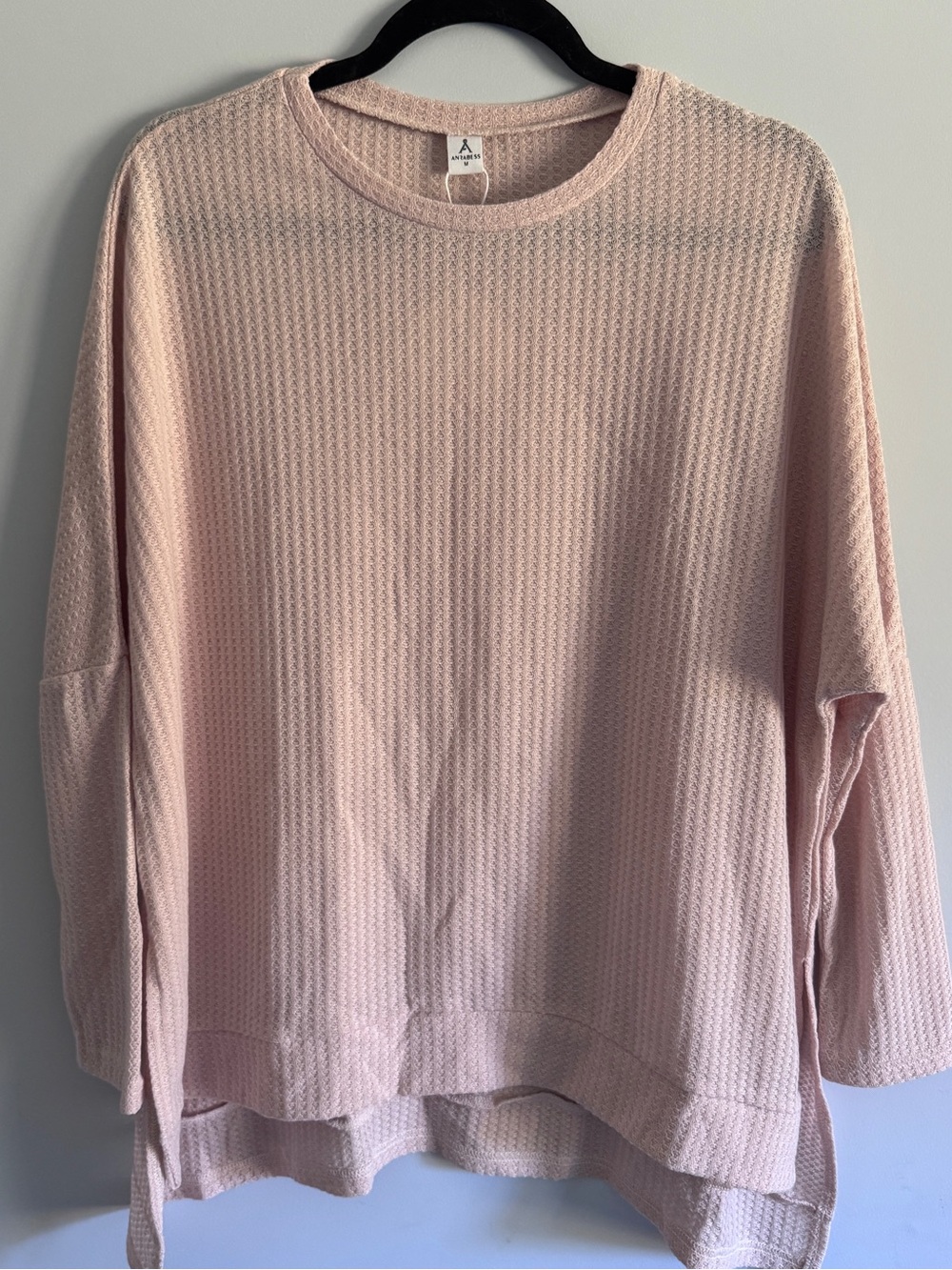 Light Pink Waffle Knit Long Sleeve Top - Maternity - Picture 1 of 7